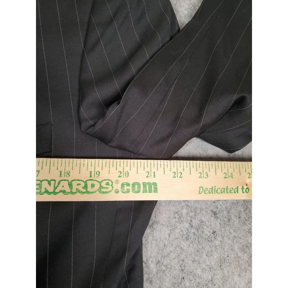 Yves Saint Laurent Mens Wool Blazer 41R Black Striped Suit Jacket Banker Italy
